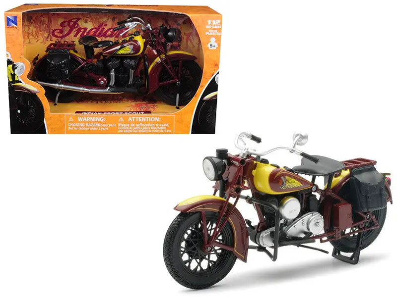 1:12 1934 Indian Sport Scout -- Yellow/Brown -- New Ray Motorbike 1