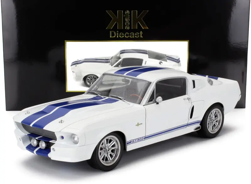 1:12 1967 Shelby Gt500 (Ford Mustang) -- White W/Blue Stripes -- Kk-Scale 1