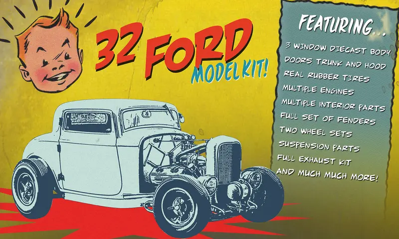 1:18 1932 Ford 3-Window Coupe -- Diecast Build-It-Yourself Kit -- Acme 1