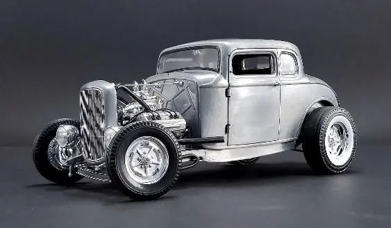 1:18 1932 Ford 3-Window Coupe Hot Rod -- Hammered Steel -- Acme 1