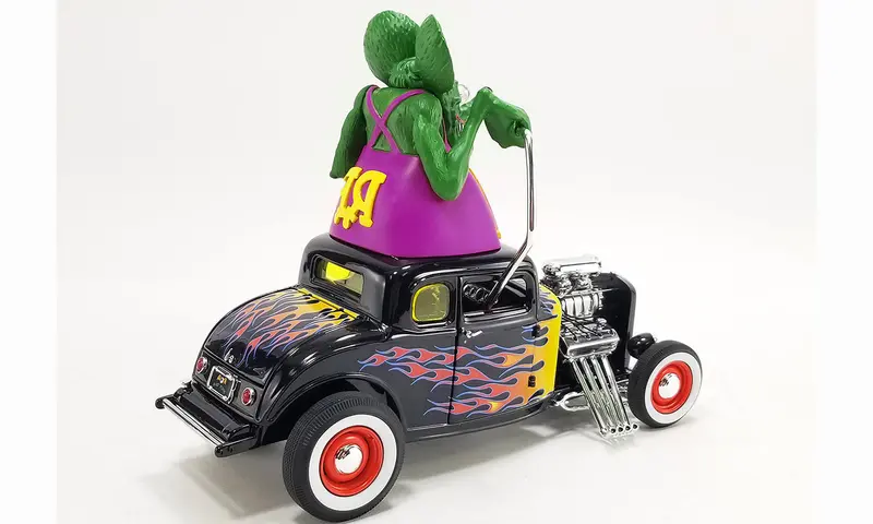 1:18 1932 Ford Blown 5 Window Coupe -- Black W/Rat Fink Figurine -- Acme 2