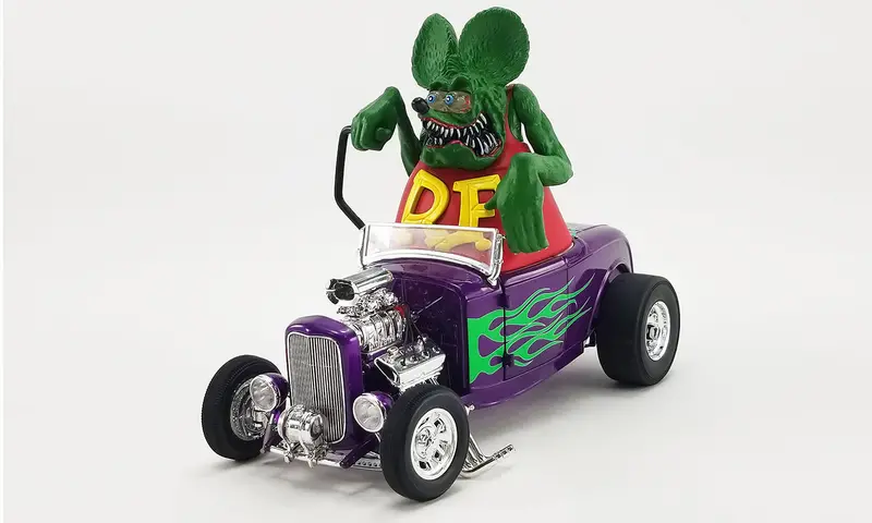 1:18 1932 Ford Blown Roadster -- Purple W/Rat Fink Figurine -- Acme Hot Rod 1