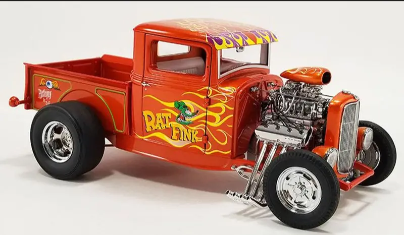 1:18 1932 Ford Pickup Hot Rod -- Orange Rat Fink -- Acme 1
