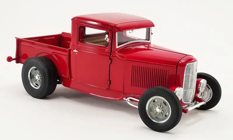 1:18 1932 Ford Pickup Hot Rod -- Red With Tan Interior -- Acme 1