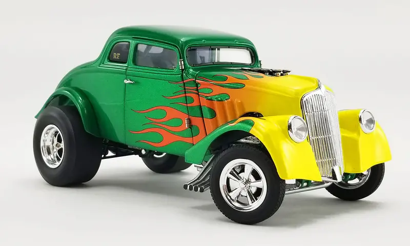 1:18 1933 Willys Gasser - Green W/Flames "Rat Fink" -- Acme Hot Rod 1