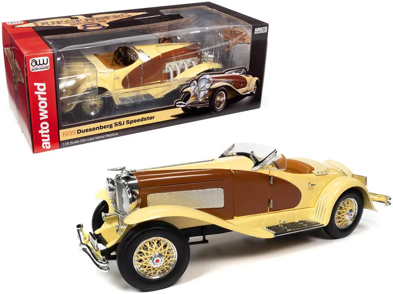 1:18 1935 Duesenberg Ssj Speedster -- Yukon Gold/Chocolate Brown -- Auto World 1