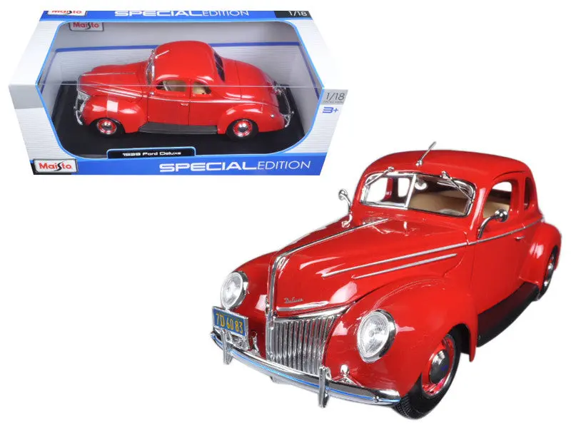 1:18 1939 Ford Deluxe Tudor -- Red -- Maisto 31180R 1