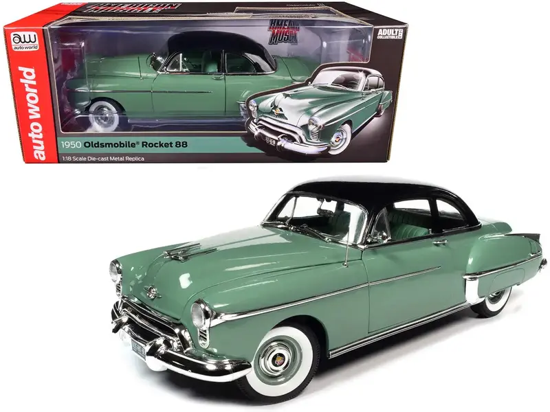 1:18 1950 Oldsmobile Rocket 88 Holiday Coupe -- Green/Black -- American Muscle 1