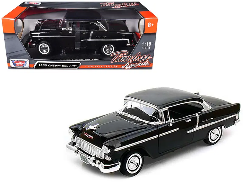 1:18 1955 Chevrolet Bel Air Hard Top -- Black -- Motormax 1