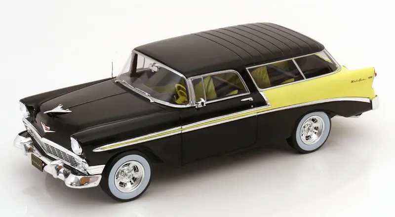 1:18 1956 Chevrolet Bel Air Nomad (Station Wagon) -- Black/Yellow -- Kk-Scale 1