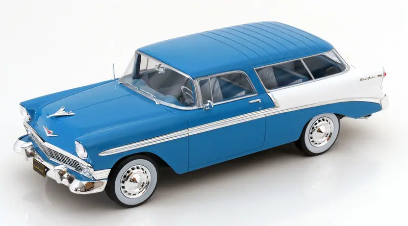 1:18 1956 Chevrolet Bel Air Nomad (Station Wagon) -- Blue/White -- Kk-Scale 1