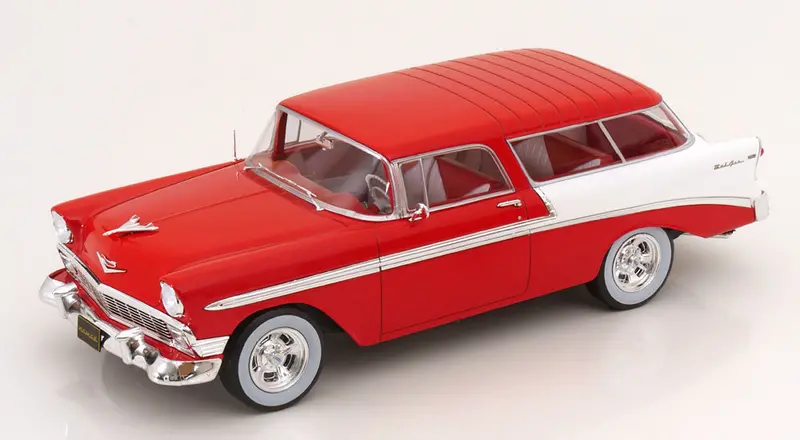 1:18 1956 Chevrolet Bel Air Nomad (Station Wagon) -- Red/White -- Kk-Scale 1