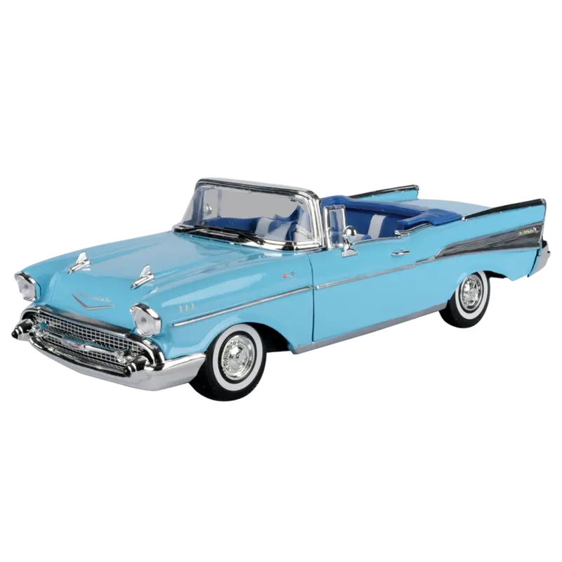 1:18 1957 Chevrolet Bel Air Convertible -- Light Blue -- Motormax 1
