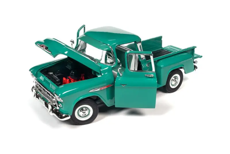 1:18 1957 Chevy 3100 Stepside Pickup Truck -- Ocean Green -- Auto World 2