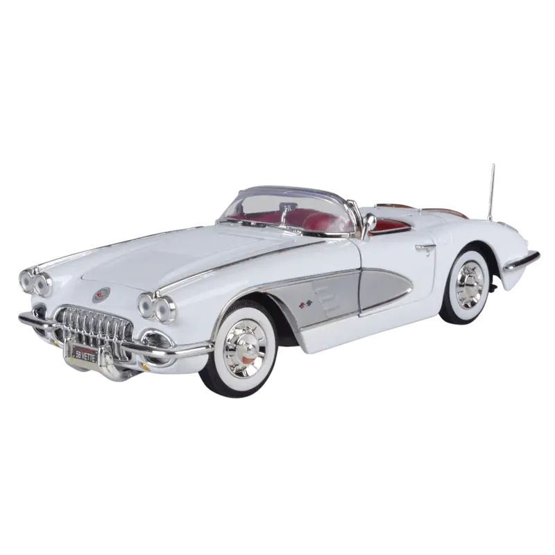 1:18 1958 Chevrolet Corvette -- White -- Motormax 1