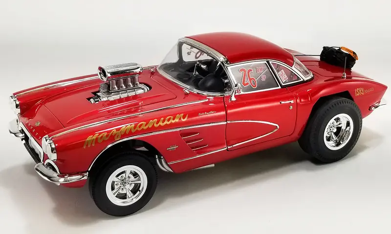 1:18 1961 Chevrolet Corvette Gasser Drag Car -- #26 Mazmanian (Candy Red) -- Acm 1