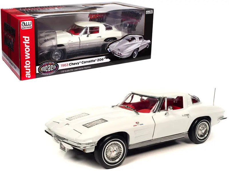 1:18 1963 Chevrolet Corvette Stingray -- White -- American Muscle 1