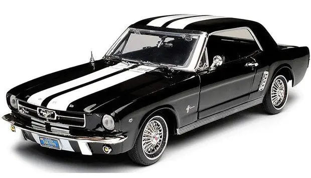 1:18 1964 1/2 Ford Mustang -- Black W/White Stripes -- Motormax 1