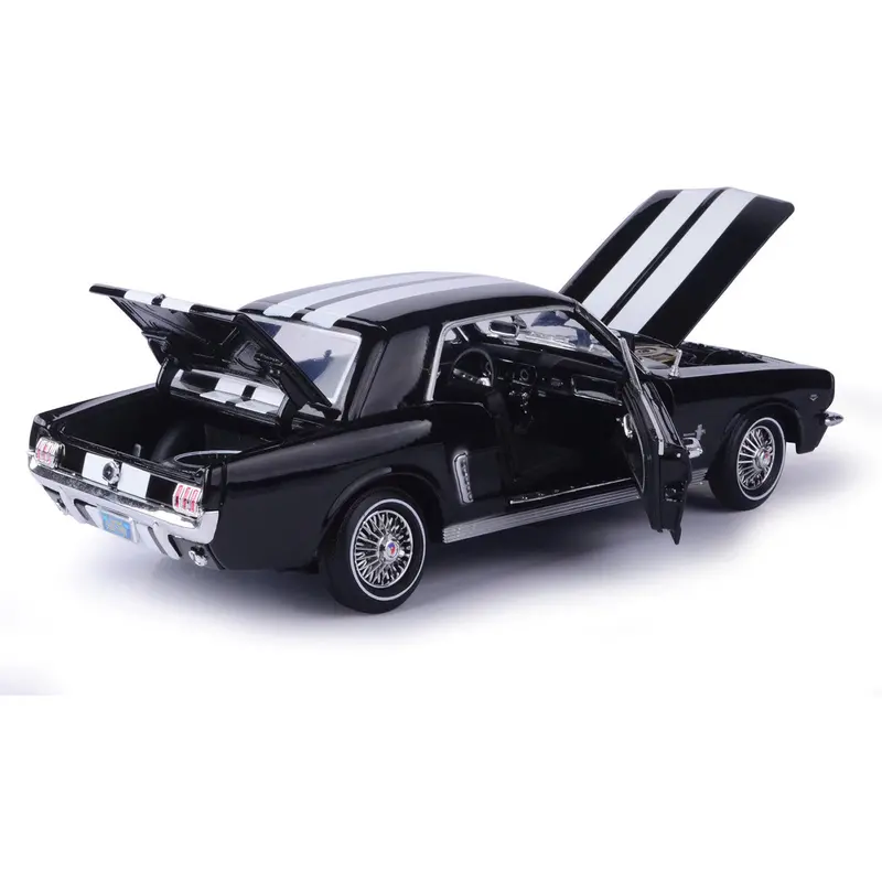 1:18 1964 1/2 Ford Mustang -- Black W/White Stripes -- Motormax 2