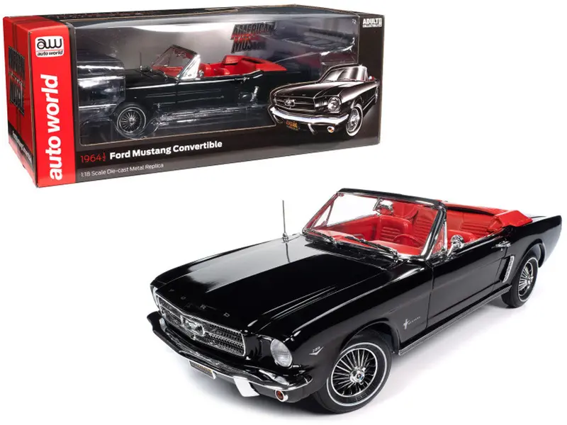 1:18 1964 1/2 Ford Mustang Convertible -- Raven Black -- American Muscle 1