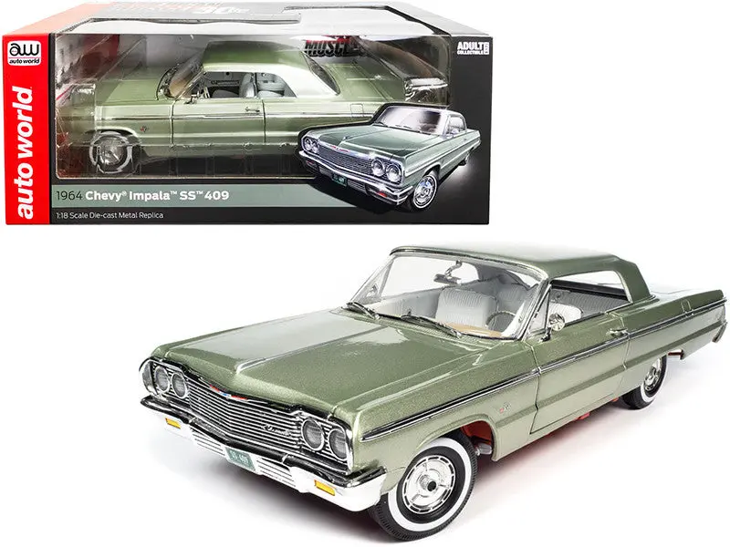 1:18 1964 Chevrolet Impala Ss 409 Hardtop -- Meadow Green -- American Muscle 1
