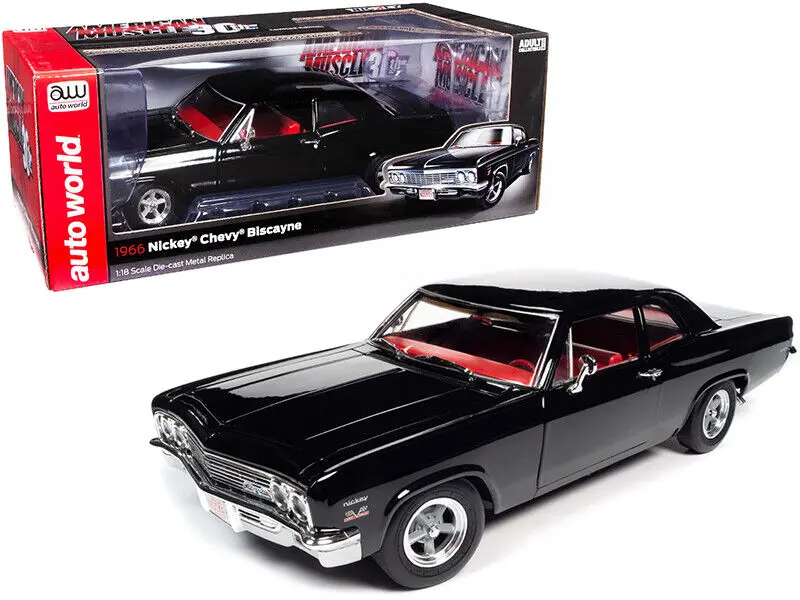 1:18 1966 Chevrolet Biscayne (Nickey) -- Tuxedo Black -- American Muscle 1