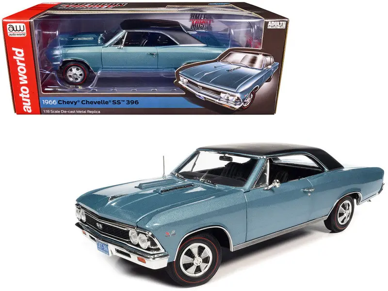 1:18 1966 Chevrolet Chevelle Ss 396 Hardtop -- Blue -- American Muscle 1