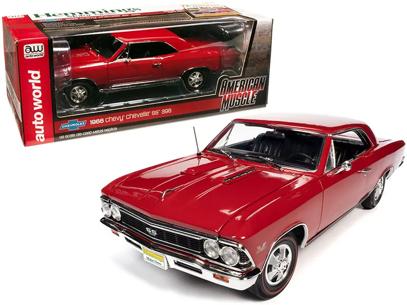 1:18 1966 Chevrolet Chevelle Ss 396 Hardtop -- Regal Red -- American Muscle 1