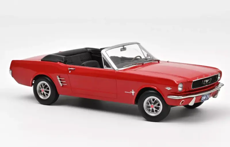 1:18 1966 Ford Mustang Convertible -- Signal Flare Red -- Norev 1