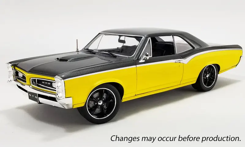 1:18 1966 Pontiac Gto Restomod -- Yellow/Black -- Acme 1
