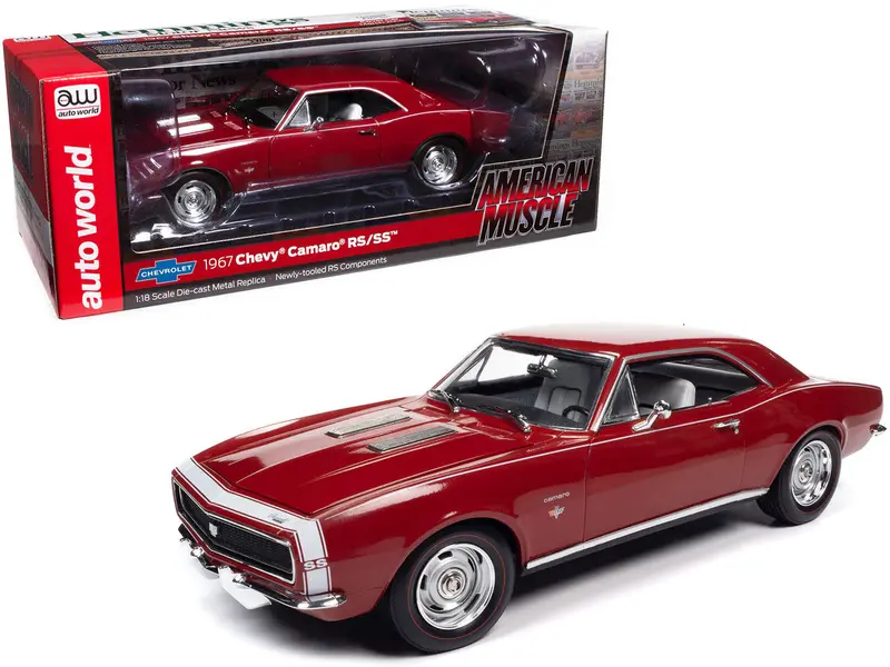 1:18 1967 Chevrolet Camaro Rs/Ss -- Bolero Red "Hemmings" -- American Muscle 1