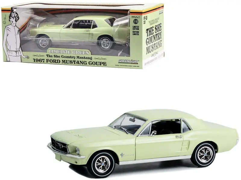 1:18 1967 Ford Mustang Coupe -- Limelite Green -- Greenlight 1