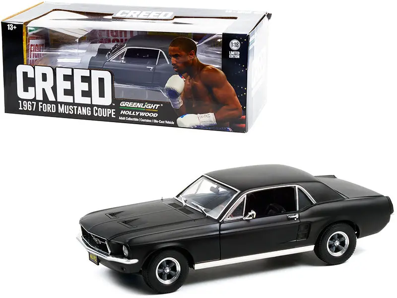 1:18 1967 Ford Mustang Coupe - Matte Black -- Creed -- Greenlight 1