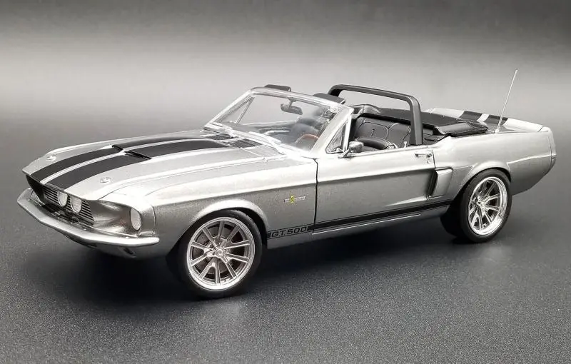 1:18 1967 Shelby Gt500 Pro Touring Convertible -- Grey W/Black Stripes -- Acme 1