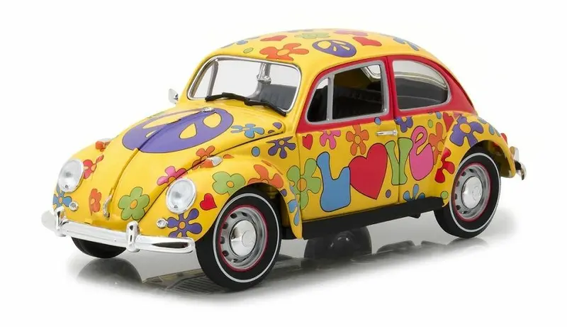 1:18 1967 Volkswagen (Vw) Beetle -- Hippie Peace & Love -- Greenlight 1