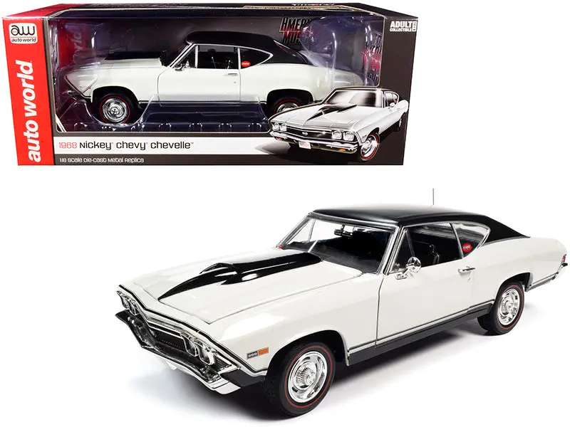 1:18 1968 Chevrolet Nickey Chevelle Ss -- White W/Black Top -- American Muscle 1