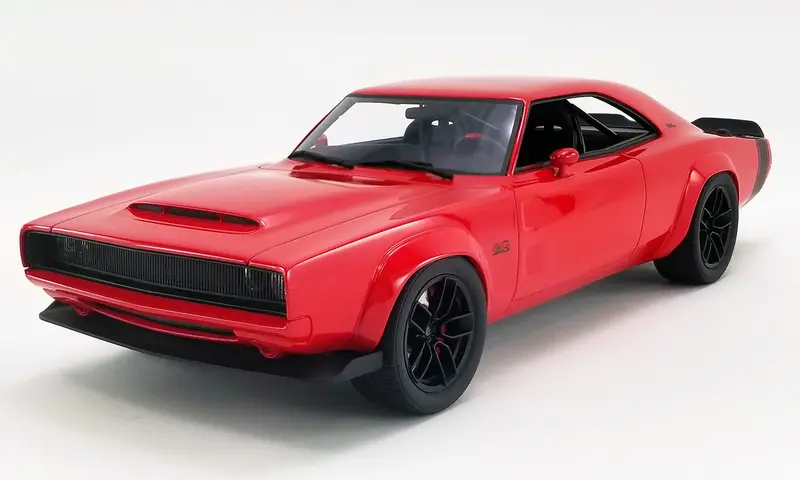 1:18 1968 Dodge Super Charger - Sema Concept -- Red W/Black Stripes -- Gt Spirit 1
