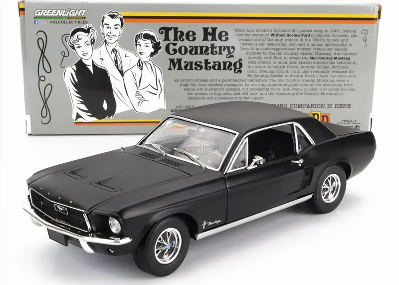 1:18 1968 Ford Mustang Coupe -- Stealth Black -- Greenlight 1