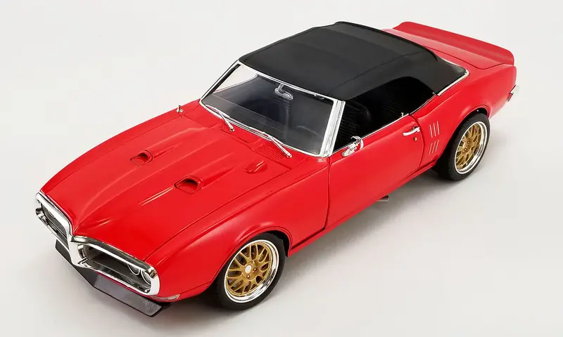 1:18 1968 Pontiac Firebird Convertible Restomod -- Candy Red -- Acme 1