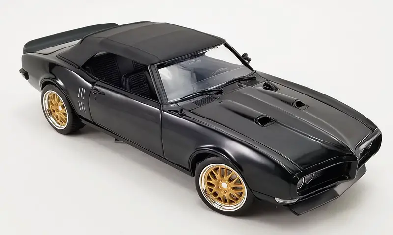 1:18 1968 Pontiac Firebird Convertible Restomod -- Custom Black -- Acme 1
