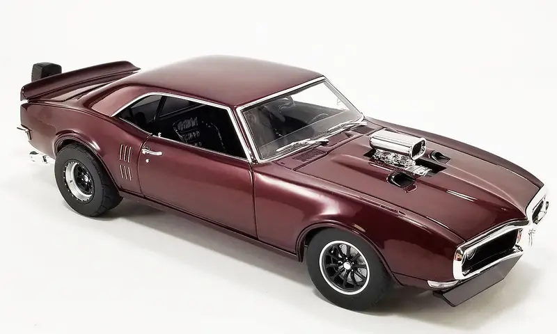 1:18 1968 Pontiac Firebird -- Maroon Drag Outlaws -- Acme 1
