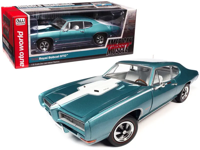 1:18 1968 Pontiac Royal Bobcat Gto -- Meridian Turquoise -- American Muscle 1