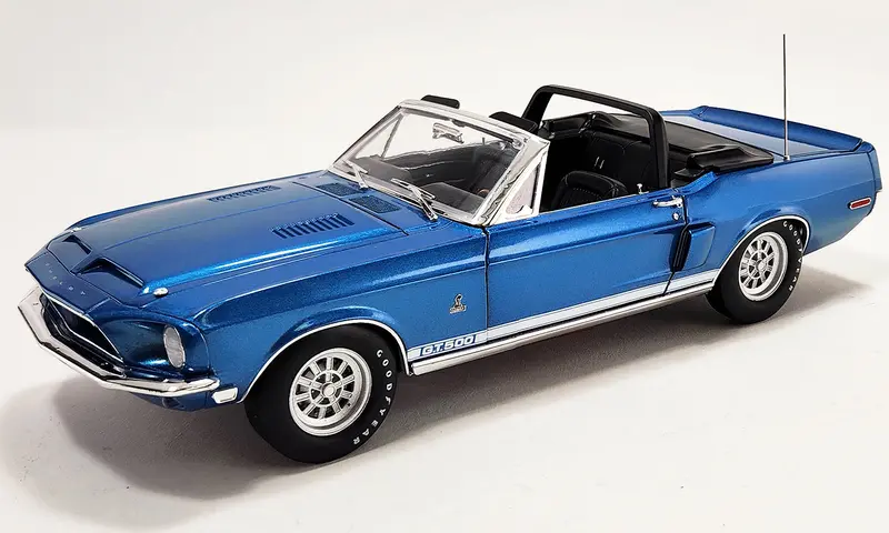 1:18 1968 Shelby Gt500 Convertible -- Acapulco Blue W/White Stripes -- Acme 1