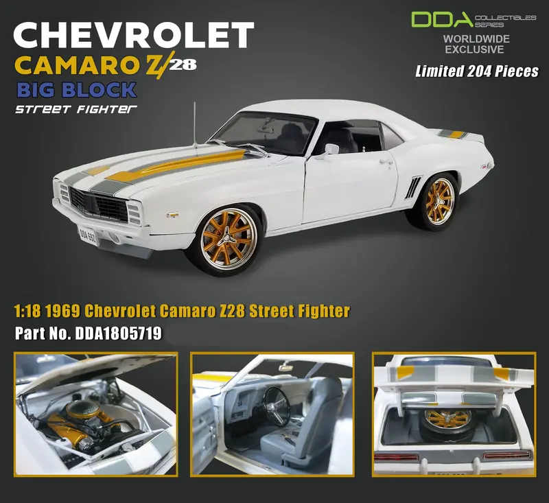 1:18 1969 Chevrolet Camaro Z28 -- Street Fighter White -- Dda/Acme 1