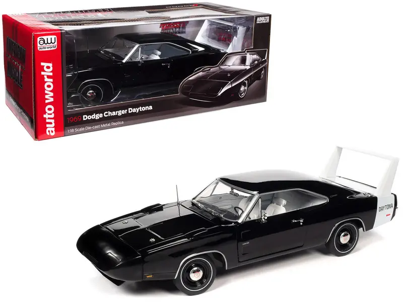 1:18 1969 Dodge Charger Daytona -- Black/White -- American Muscle 1