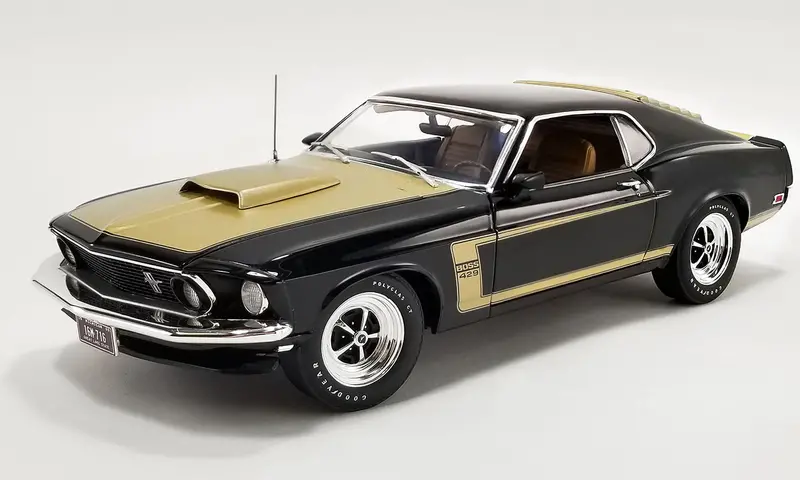 1:18 1969 Ford Mustang Boss 429 Prototype -- Black/Gold -- Acme 1
