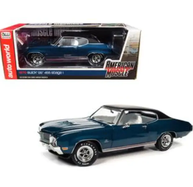 1:18 1970 Buick Gs 455 Stage 1 -- Diplomat Blue Metallic -- American Muscle 1