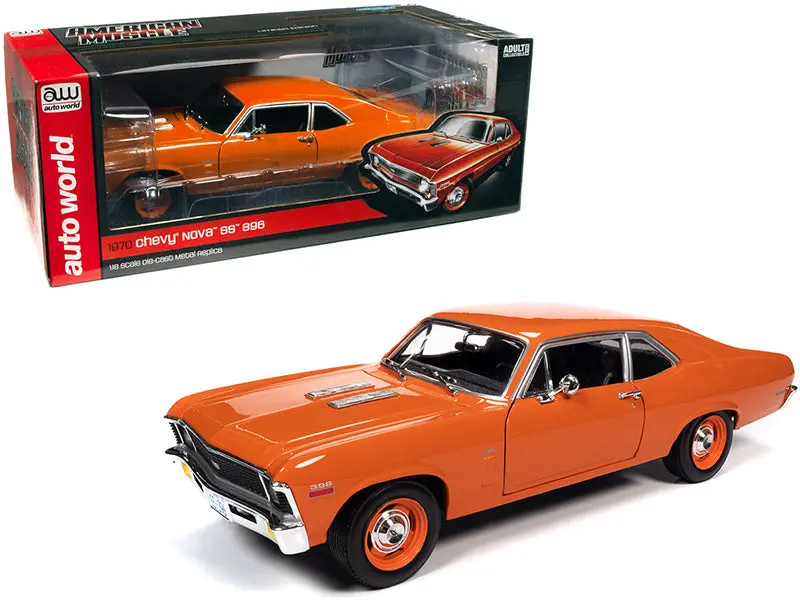 1:18 1970 Chevrolet Nova Ss 396 -- Hugger Orange -- American Muscle 1