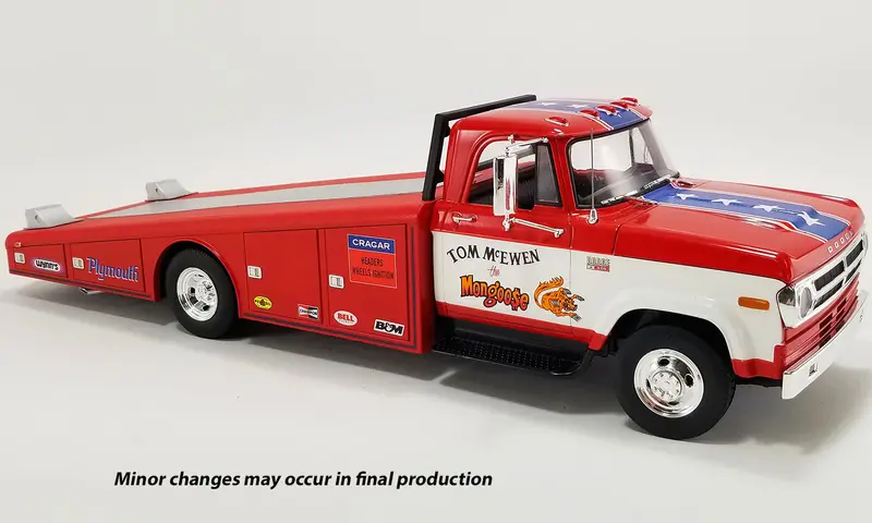 1:18 1970 Dodge D-300 Ramp Truck -- Tom Mcewen "The Mongoose" -- Acme 1