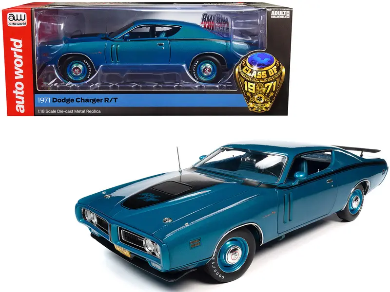 1:18 1971 Dodge Charger R/T 426 -- Hemi Blue Metallic -- American Muscle 1